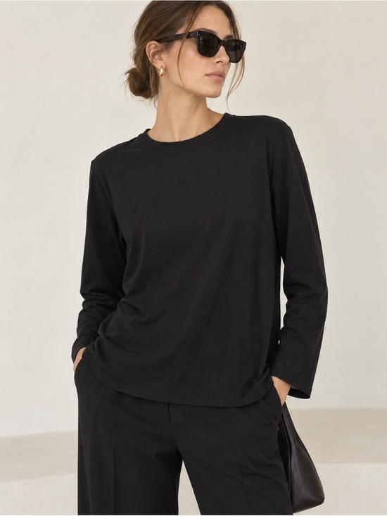 The Row Tops - The Row Black Long Sleeve Tee XL Minimalist Luxury Cotton Crewneck